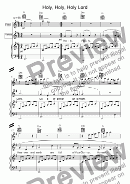 page one of Holy Lord - unison version