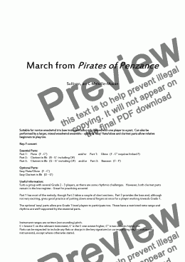 page one of March from Pirates of Penzance (Fl/Ob, Cl, Cl/Bsn plus opt Easy Fl/Ob & Easy Cl)