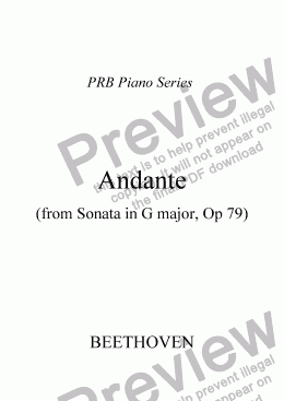 page one of PRB Piano Series: Andante (from Sonata in G, Op 79)