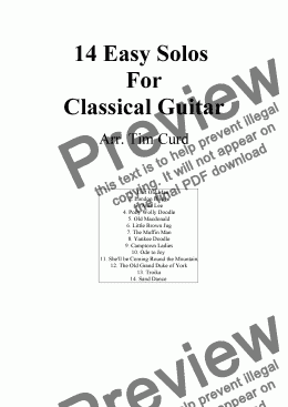 page one of 14 Easy Solos For Classical Guitar