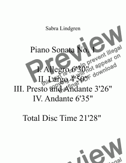 page one of Piano Sonata No. 1 I. Allegro