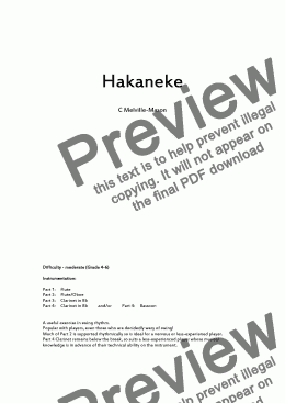 page one of Hakaneke (Fl, Fl/Ob, Cl, Cl/Bsn)