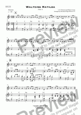 page one of Waltzing Matilda [C] - Simple Piano/Chords