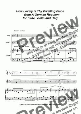 page one of How Lovely is Thy Dwelling Place from A German Requiem  for Flute, Violin and Harp