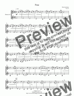 page one of Free (horn duet)