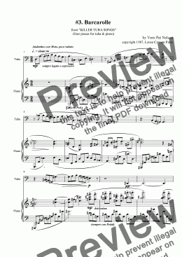 page one of Barcarolle, from "Killer Tuba Songs"