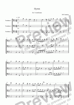 page one of Hymn for three trombones