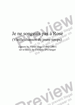 page one of Je ne songeais pas à Rose (D’Erlanger / Victor Hugo))
