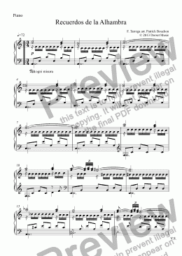 page one of Recuerdos de la Alhambra (Piano)