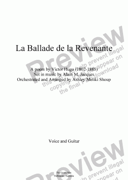 page one of La ballade de la revenante (A. Jacques / Victor Hugo)
