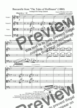 page one of Barcarolle from "The Tales of Hoffmann" for String Quartet