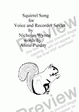page one of Squirrel Song for Voice and Recorder Sextet