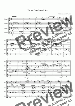 page one of Tchaikovsky Theme from Swan Lake