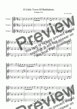 page one of O Little Town Of Bethlehem - Trumpet Trio