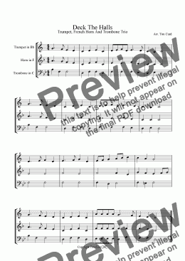 page one of Deck The Halls - Trumpet, F Horn, Trombone (Brass Trio)