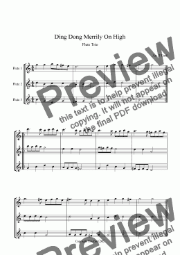 page one of Ding Dong Merrily On High - Flute Trio