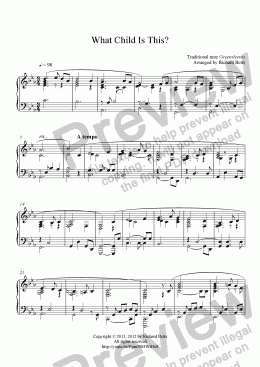 page one of What Child Is This? - Christmas Carol / Hymn Piano Solo