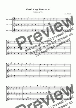 page one of Good King Wenceslas - Saxophone Trio