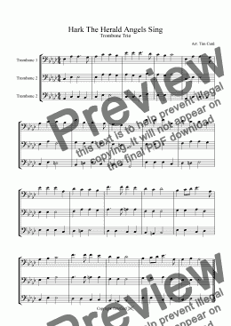 page one of Hark The Herald Angels Sing - Trombone Trio