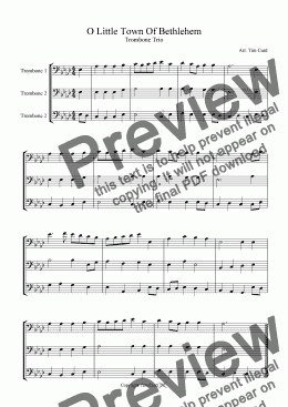 page one of O Little Town Of Bethlehem - Trombone Trio
