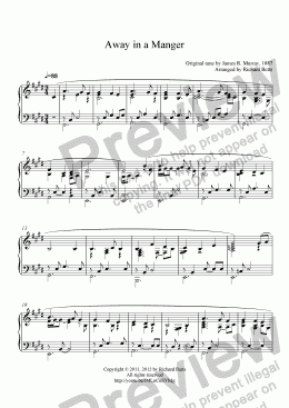 page one of Away in a Manger - Christmas Carol / Hymn Piano Solo