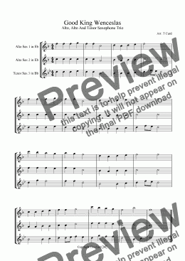 page one of Good King Wenceslas - Trio For Alto, Alto And Tenor Saxophone.