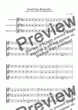 page one of Good King Wenceslas -Cornet, Tenor Horn, Euphonium (Brass Trio)