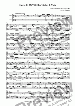 page one of Duetto II, BWV 803 for Violon & Viola