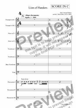 page one of Vlaamse Leeuw Fanfare (brass choir)