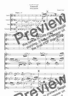 page one of Farewell (String Quartet)