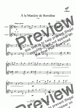 page one of À la Manière de Borodine for guitar duet