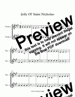 page one of -Jolly Ol’ Saint Nicholas-Silent Night (Simple Violin Duet)