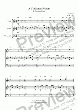 page one of A Christmas Primer (Violin, Cello and Guitar)