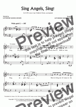 page one of Sing Angels, Sing! (SATB)