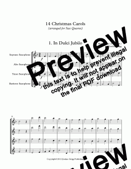 page one of 14 Christmas Carols (arranged for Sax Quartet) 
