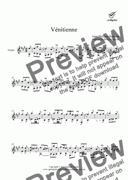 page one of Vénitienne for solo guitar