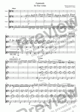 page one of Sarasate - ZEPATEADO - for four violas