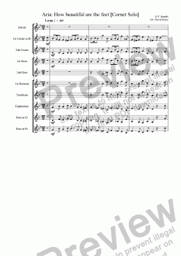page one of How beautiful are the feet [Solo Cornet and Band]