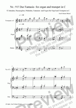 page one of Nr.: 9 F Dur Fantasie- for organ and trumpet in C