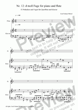 page one of Nr. 12: d moll Fuge for piano and flute