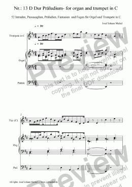 page one of Nr.: 13 D Dur Präludium- for organ and trumpet in C