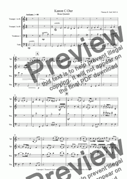 page one of Kanon C-Dur Brass Quartet
