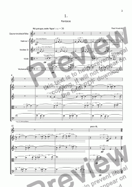 page one of Quintet for Recorder and Strings: 1. Fantasie