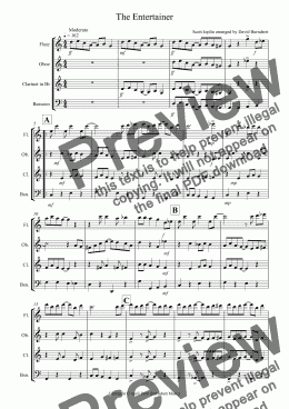 page one of The Entertainer For Wind Quartet
