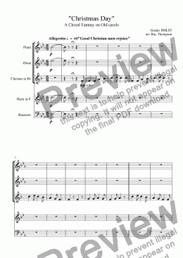 page one of Holst: Christmas Day (A Carol Medley) arr.wind quintet