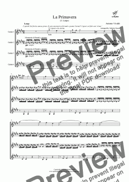 page one of La Primavera (2. Largo) for guitar quartet