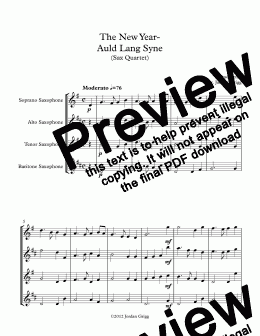 page one of The New Year- Auld Lang Syne (Sax Quartet)