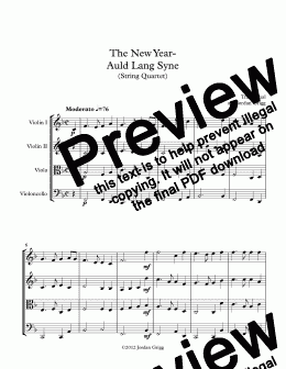 page one of The New Year- Auld Lang Syne (String Quartet)