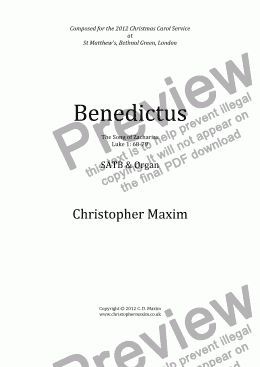 page one of Benedictus (first setting)