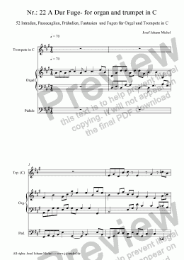 page one of Nr.: 22 A Dur Fuge- for organ and trumpet in C